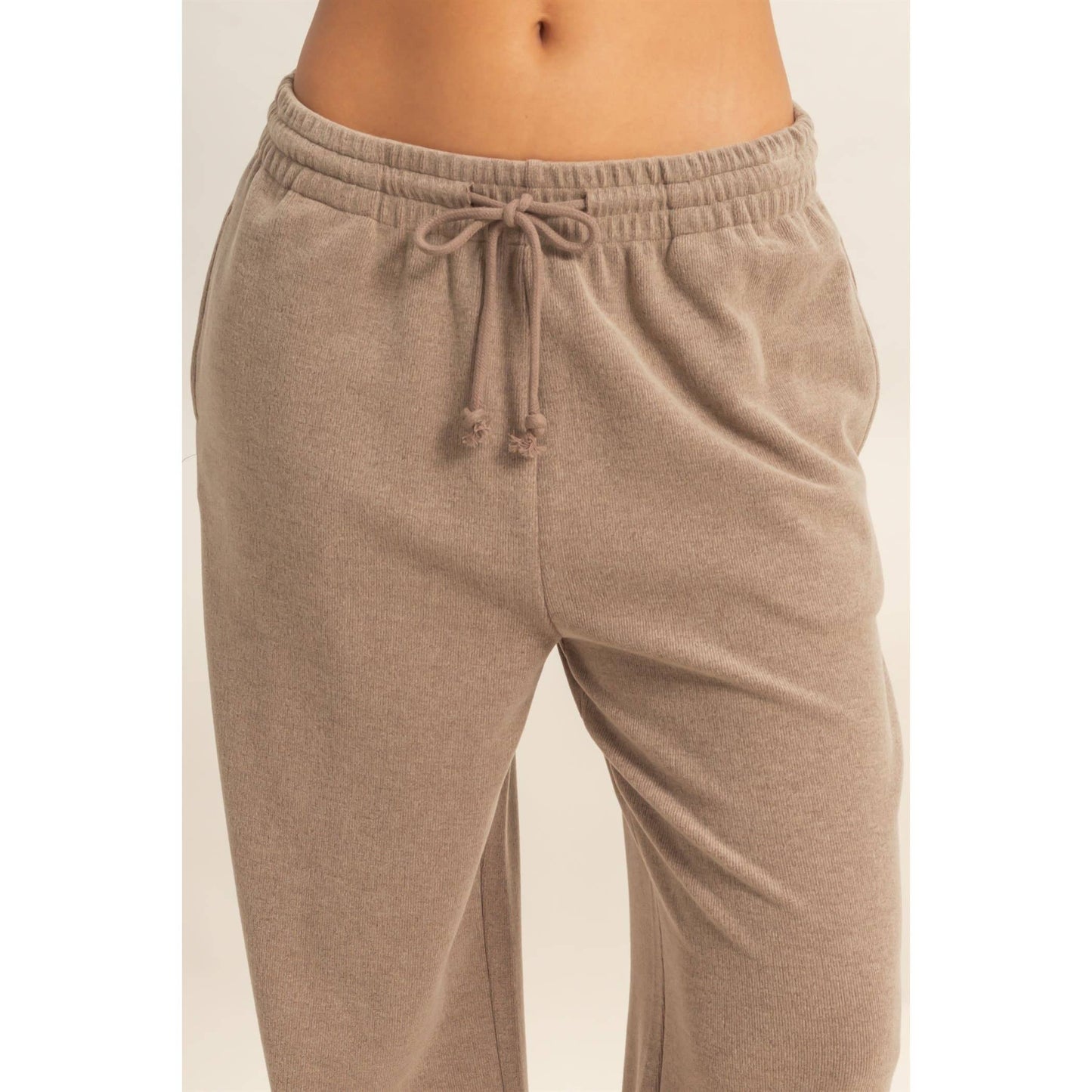 Soft Ribbed Drawstring Jogger Pants
