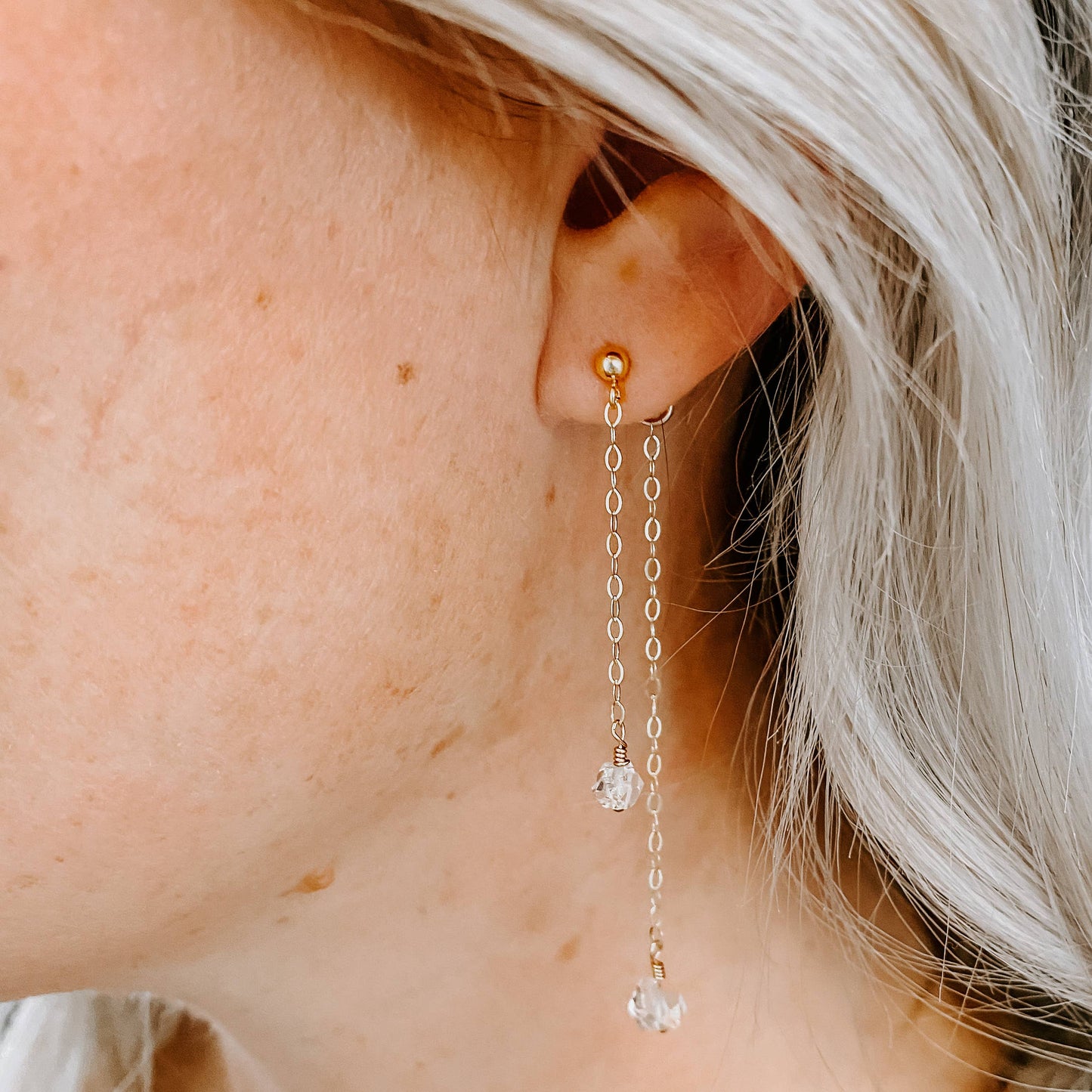 Double Take Herkimer Diamond Post Earrings
