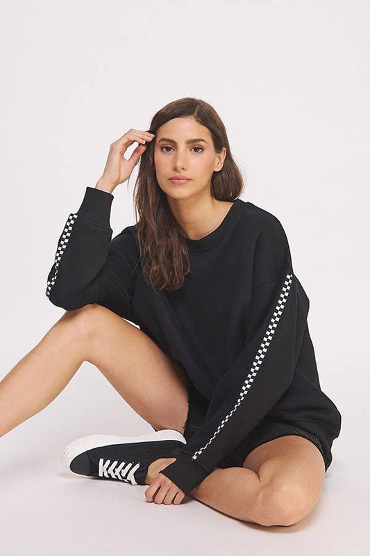 Checker Sleeve Crewneck