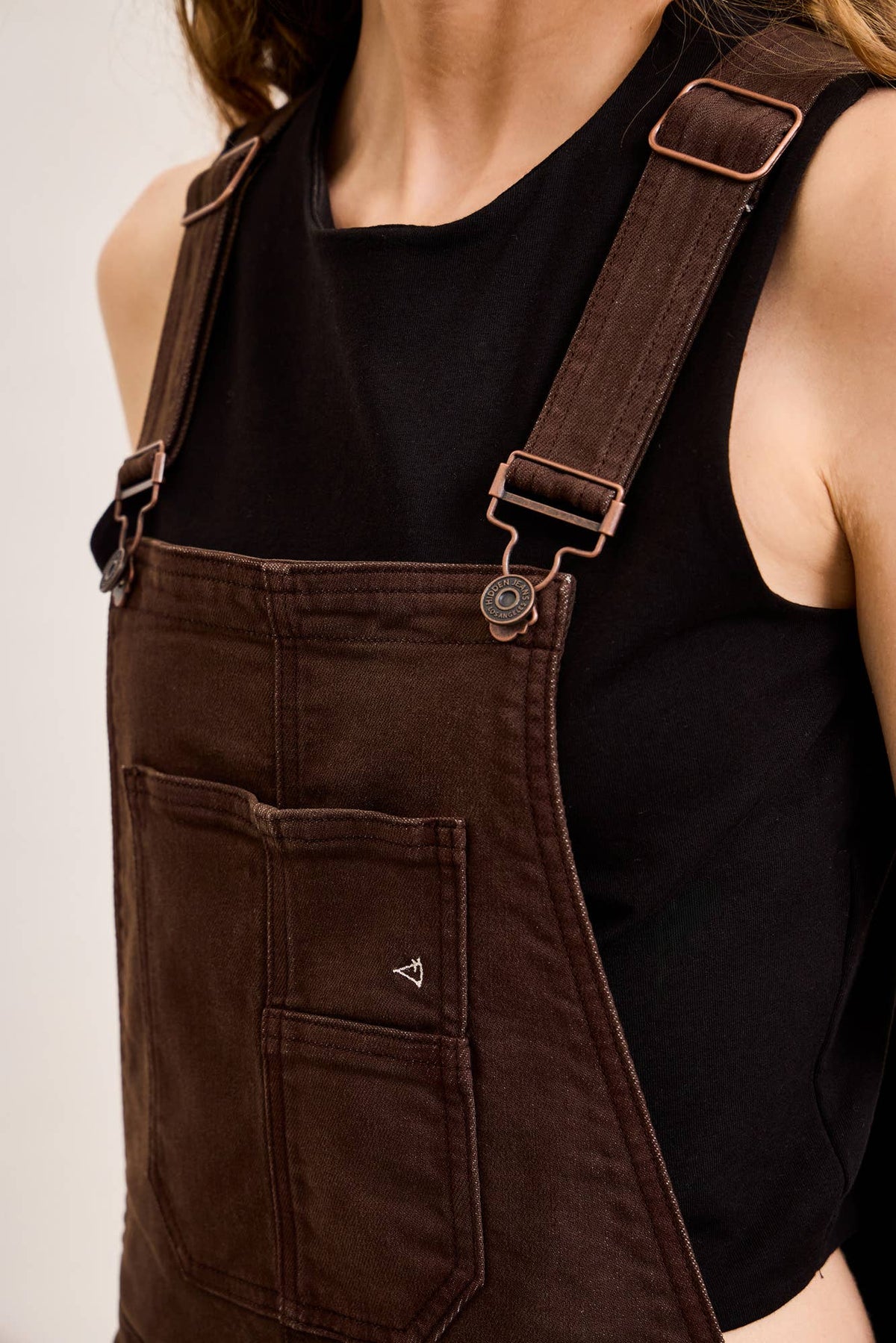 Barrel Fit Brown Overalls