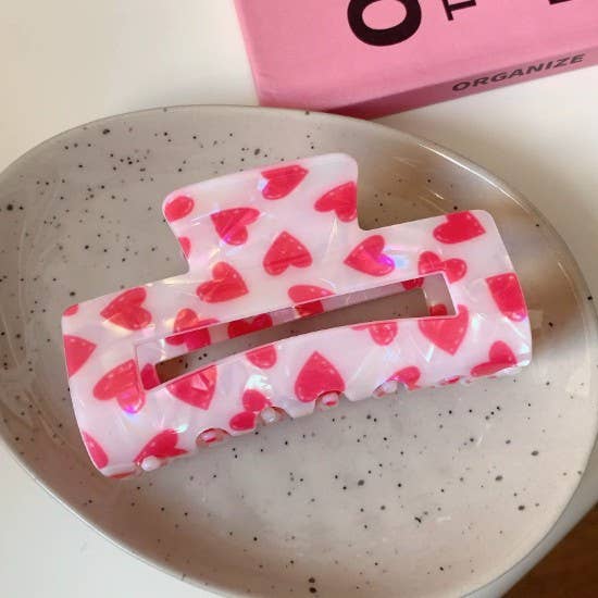 Off White Heart Hair Claw