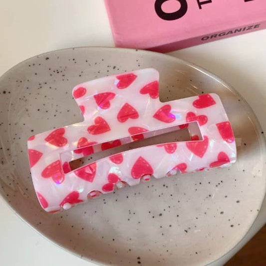 Off White Heart Hair Claw