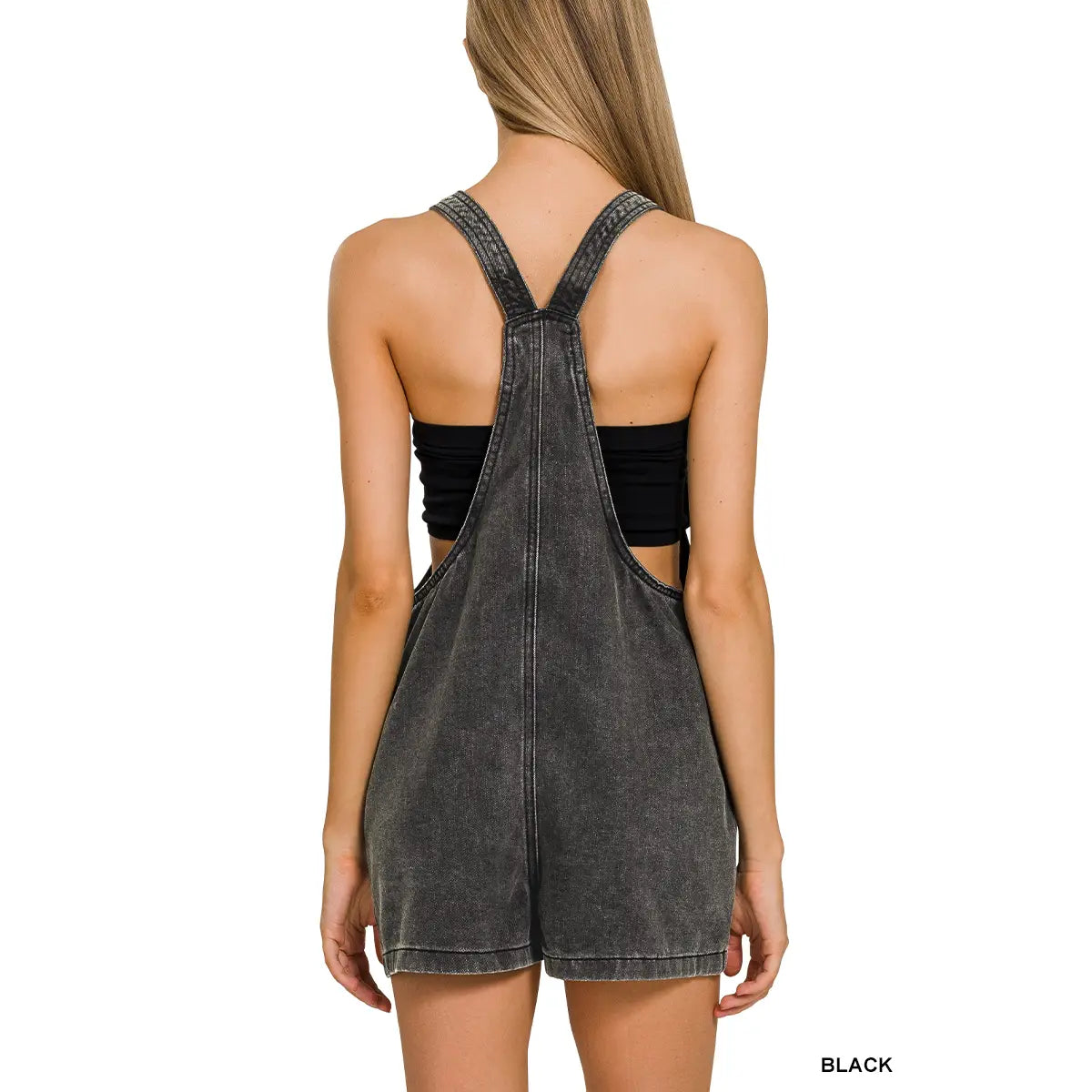 Washed Knot Strap Rompers