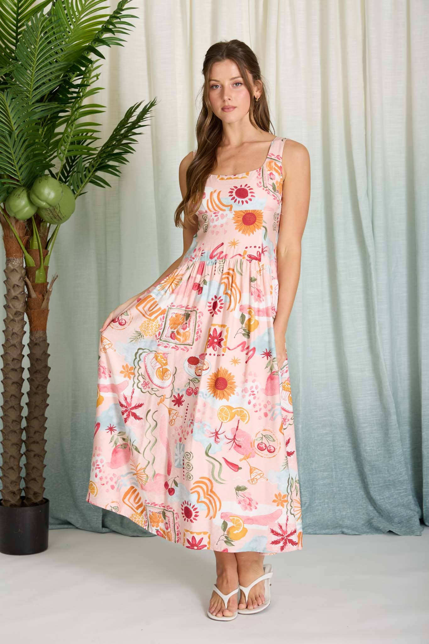 Summer Print Midi Sundress