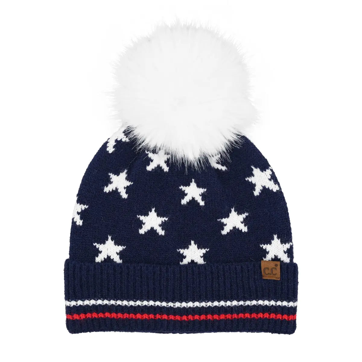 American Stars and Sriped Pom C.C Beanie