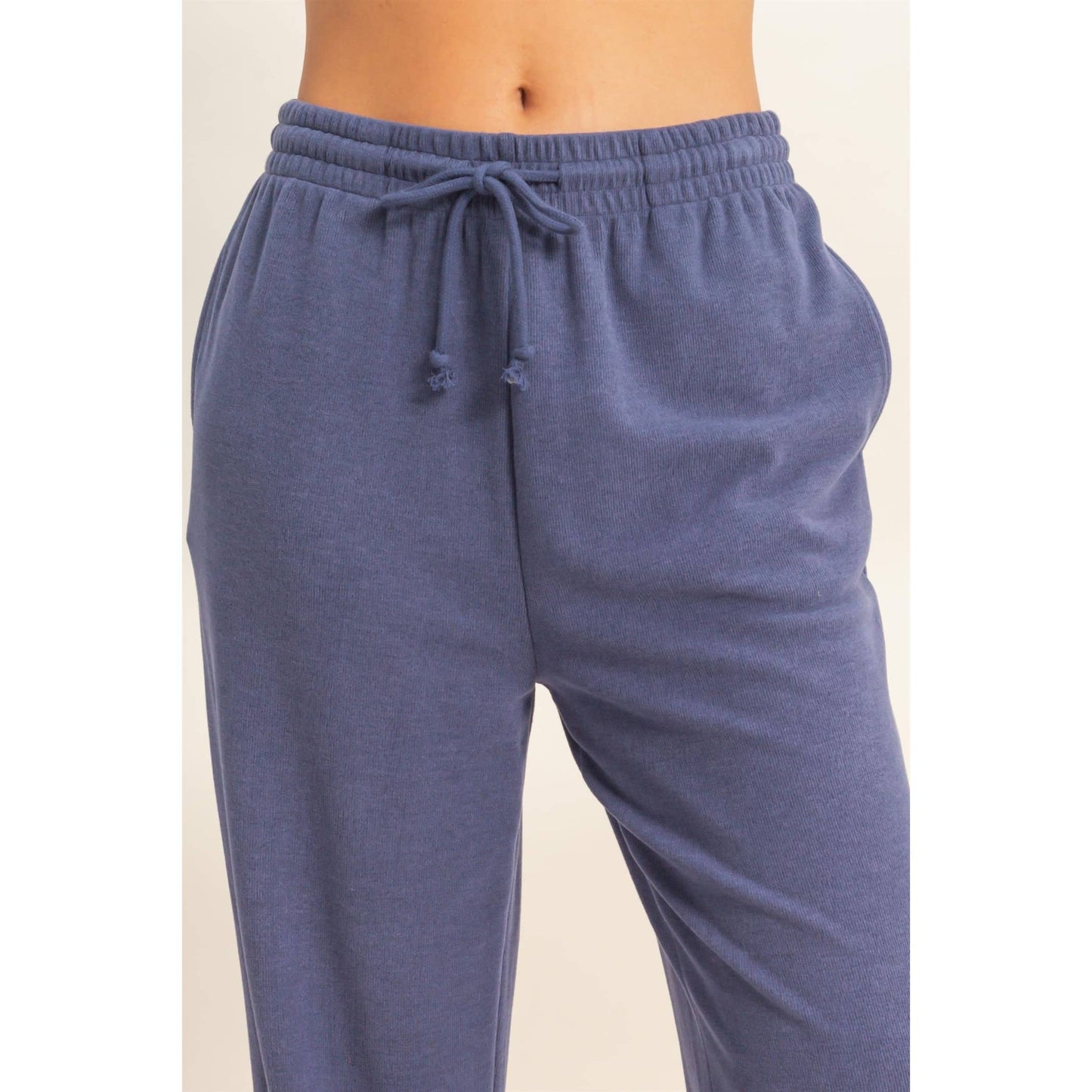 Soft Ribbed Drawstring Jogger Pants