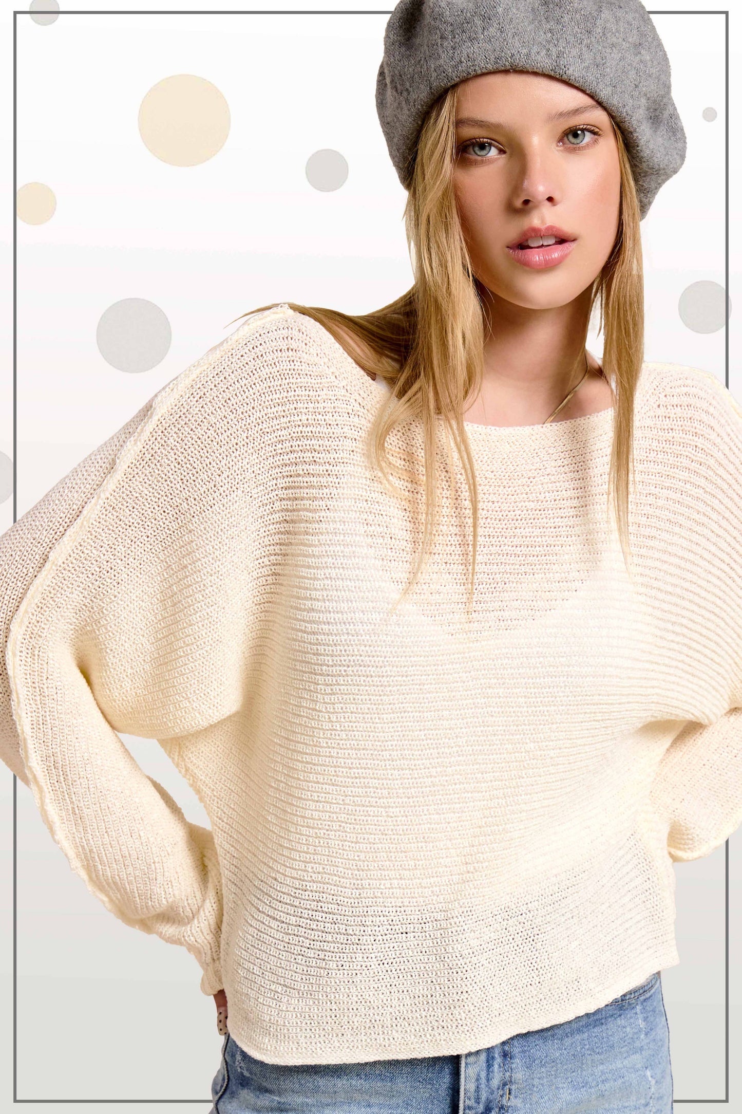 Off Shoulder Dolman Sleeve Sweater