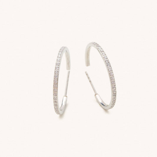 Silver Sutton Crystal Hoops-Medium