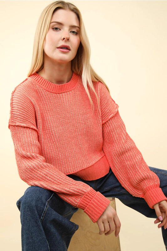 Two Tone Coral Sweater