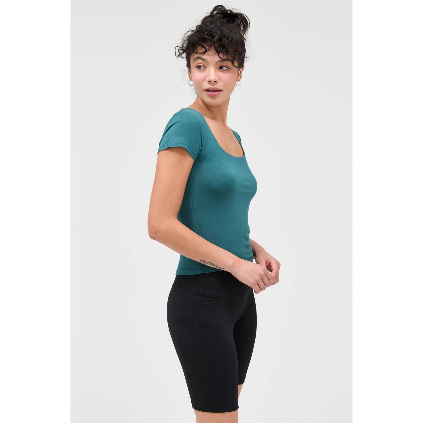 Square Neck Cap Sleeve Top