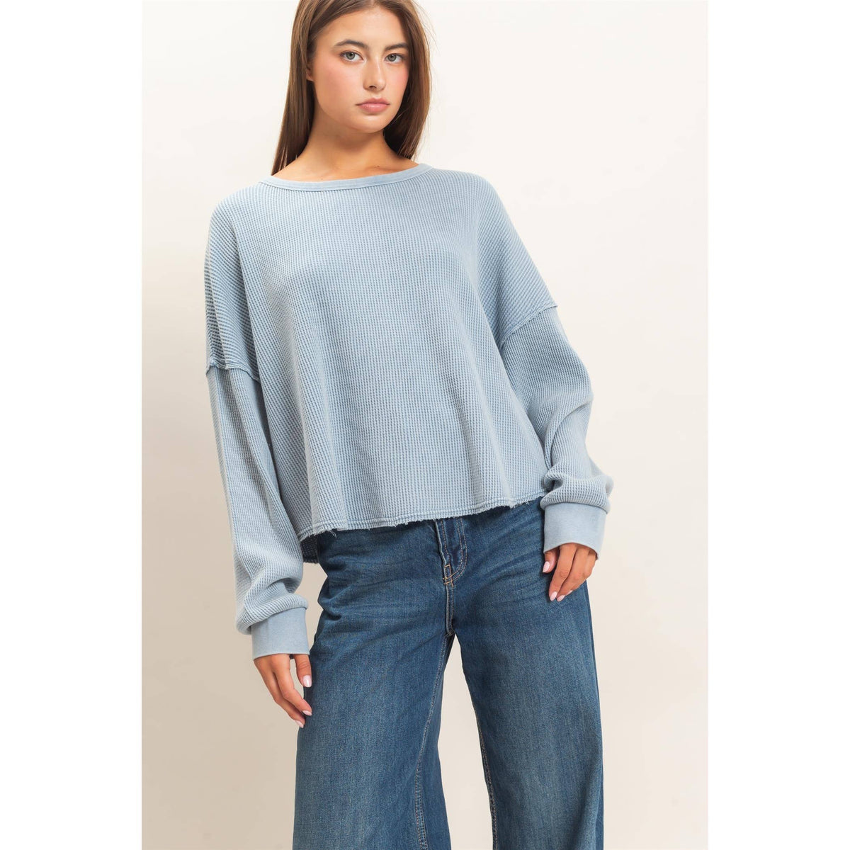 Mineral Wash Waffle Oversized Top