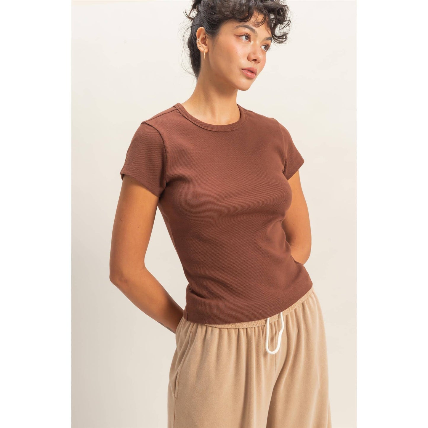 Basic Ribbed Short Sleeve Top