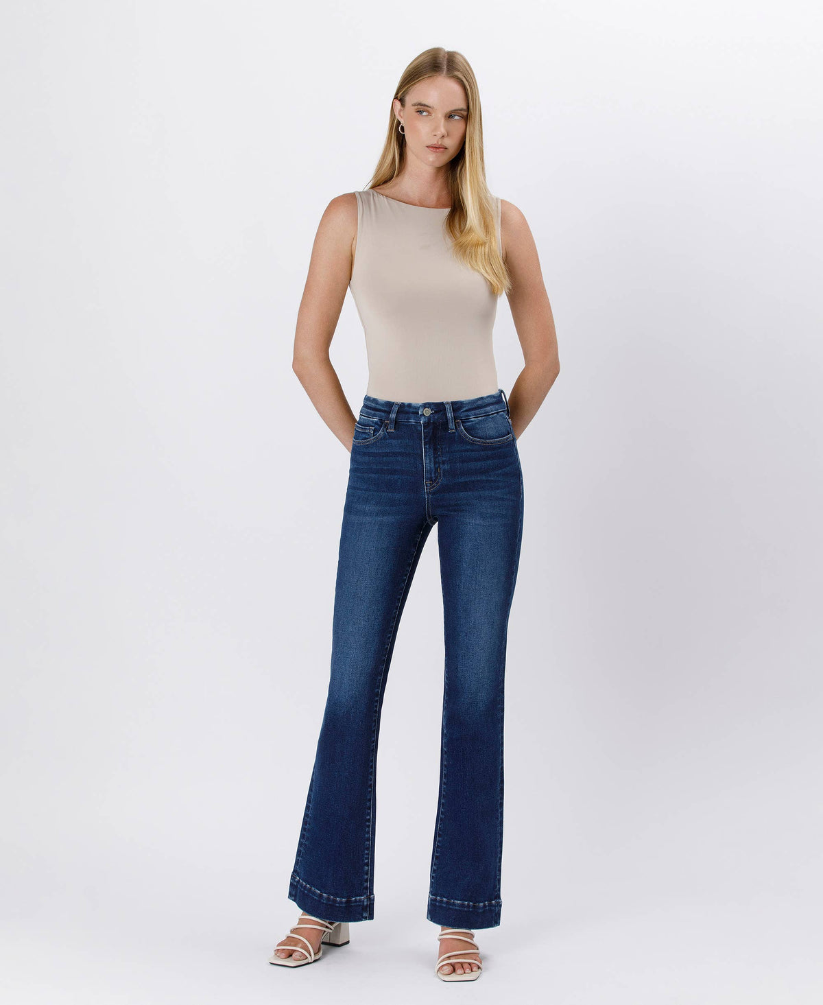 High Rise Trouser Hem Bootcut Jeans