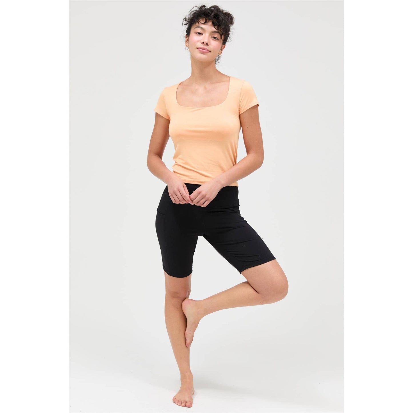 Square Neck Cap Sleeve Top