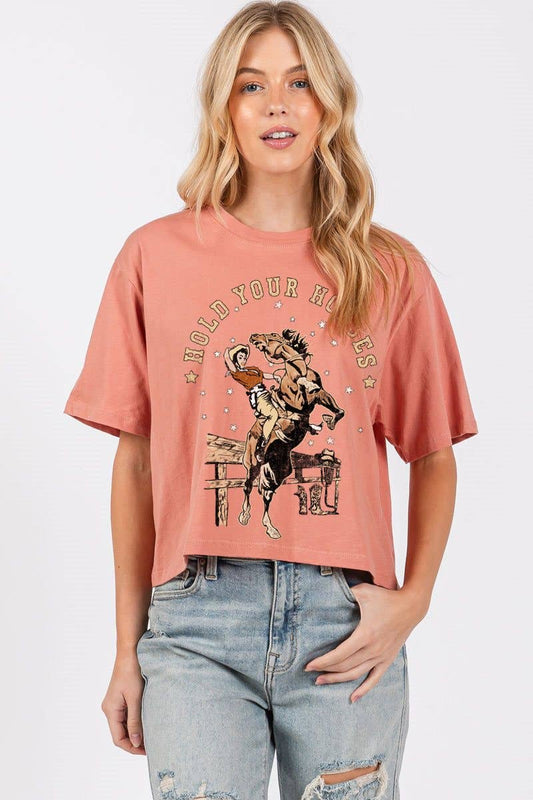 Hold Your Horses Graphic Crop Tee