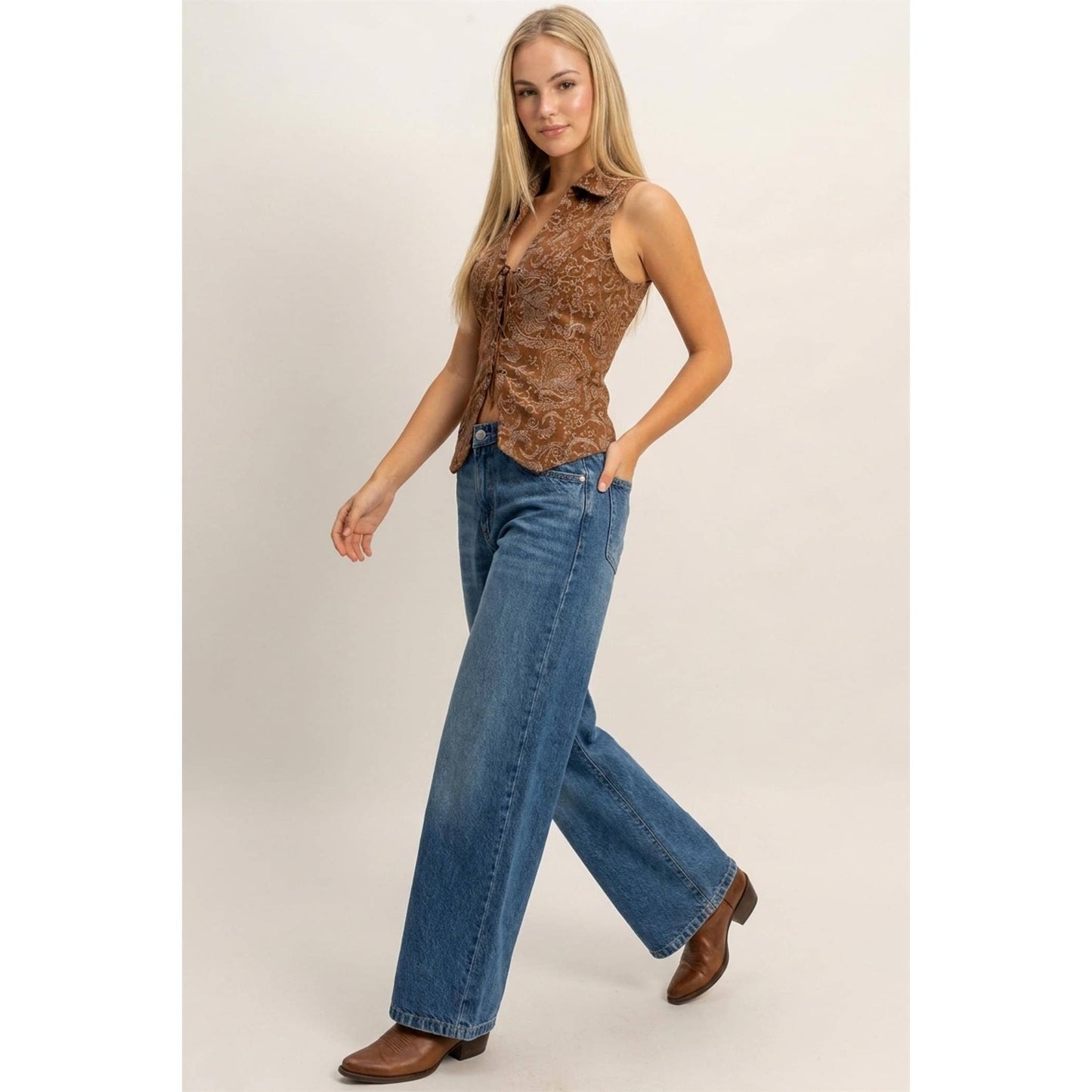 Paisley Lace-Up Vest