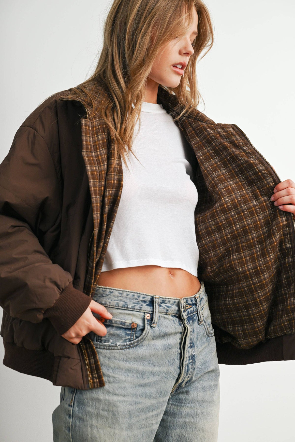 Quilted Zip-Up Bomber Jacket