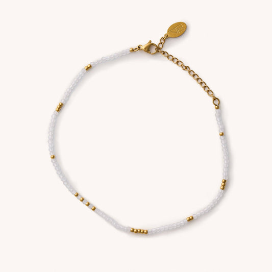 White Mini Bead Anklet