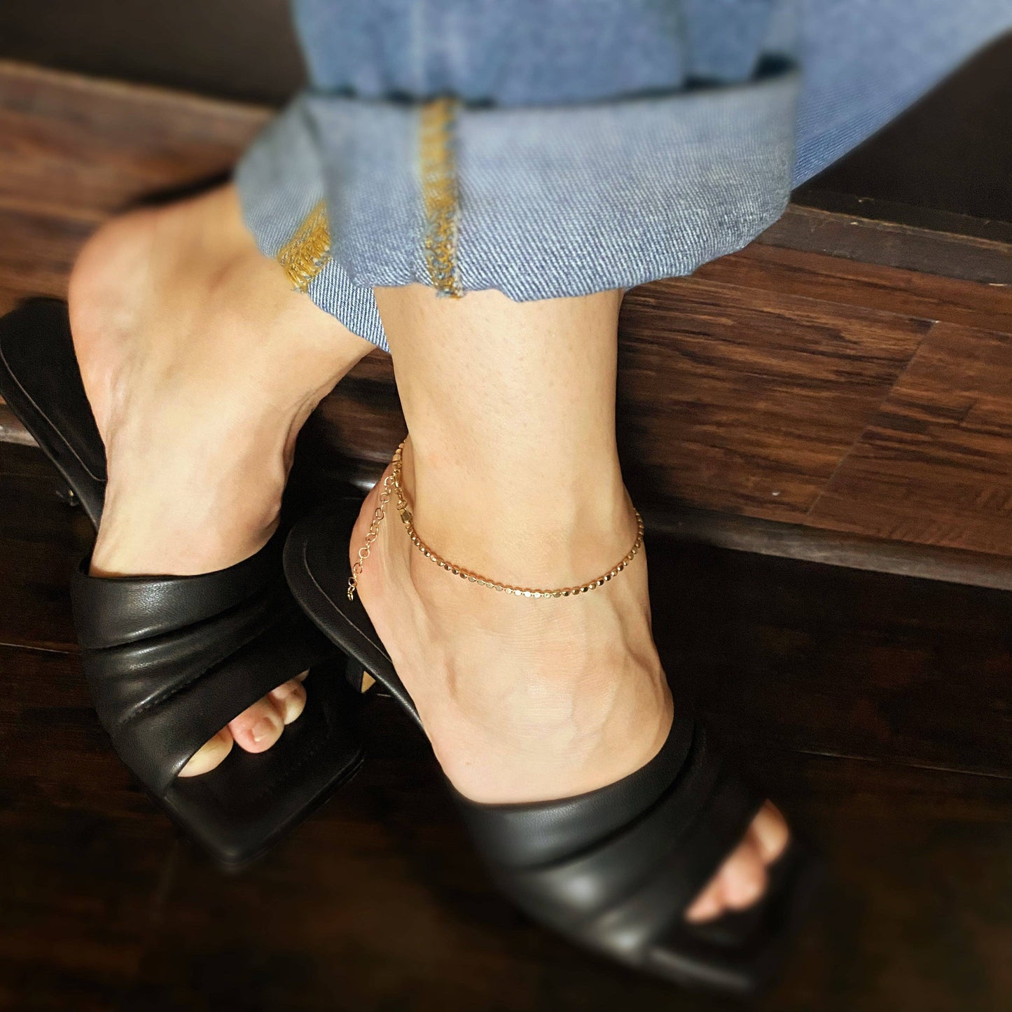 18k Gold Filled 2.0mm Flat Ball Chain Anklet