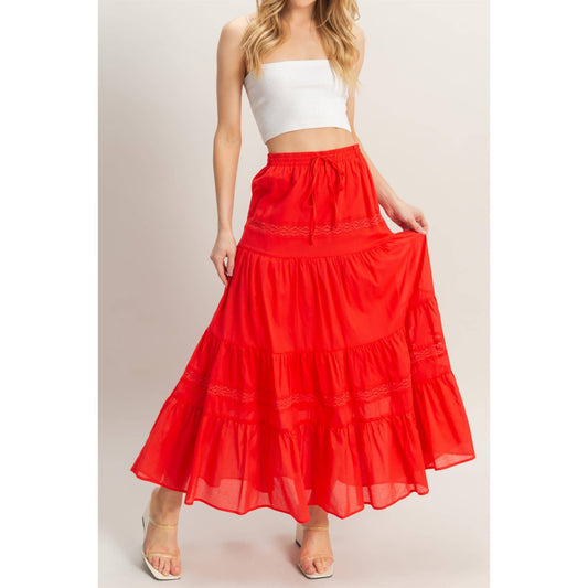 High-Waist Cotton Voile Tiered Maxi Skirt