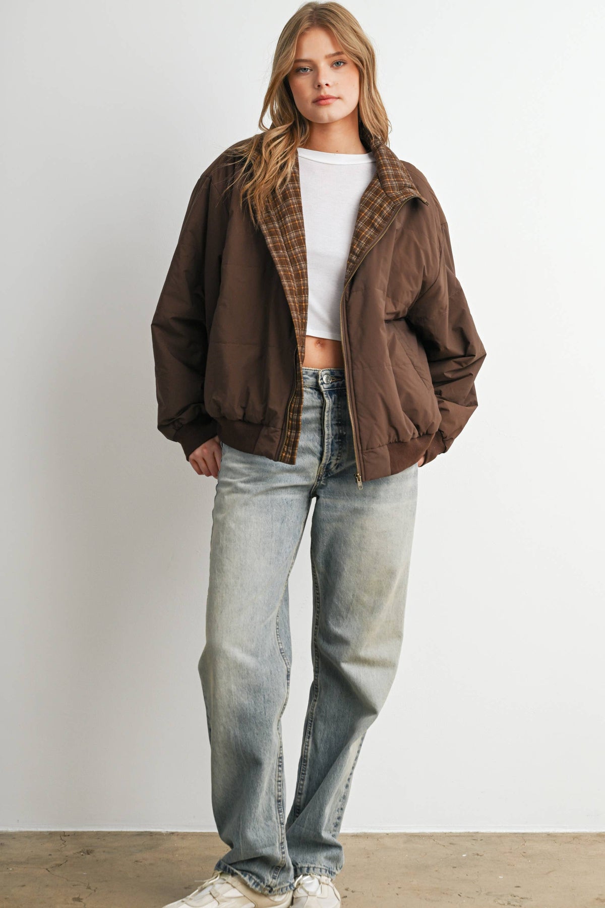 Quilted Zip-Up Bomber Jacket