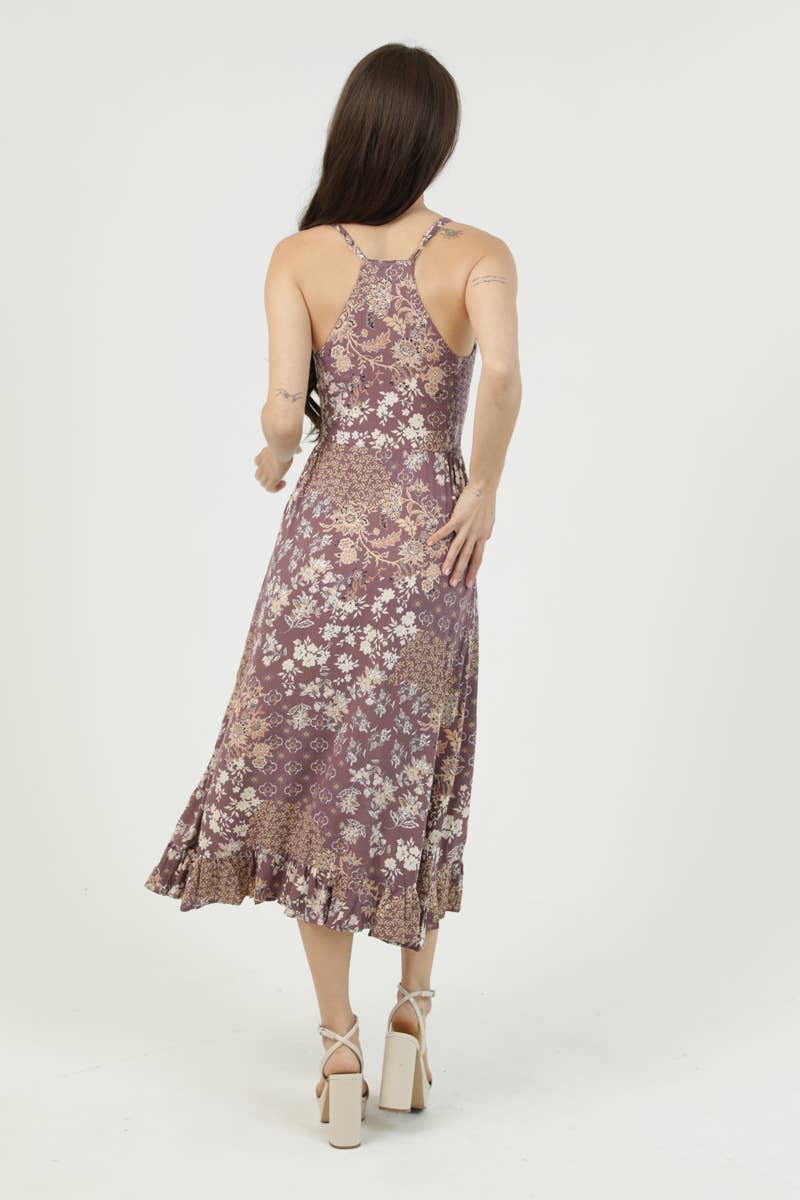 Racer Back Floral Midi Dress