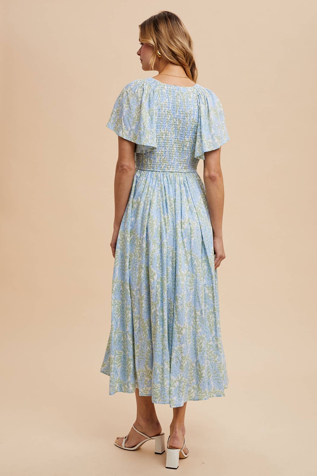 Smocked Waist Button Down Maxi