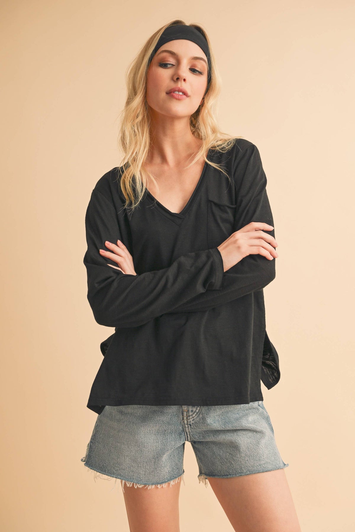 Zoie V-Neck Long Sleeve Top
