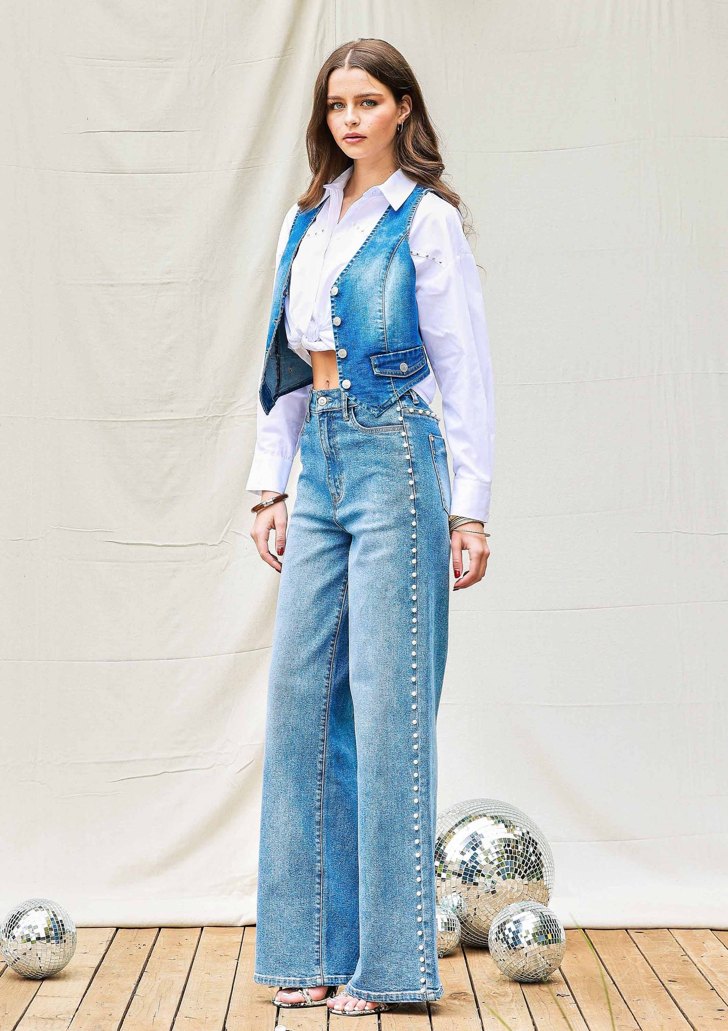 Pearl High-Rise Wide Leg Jeans