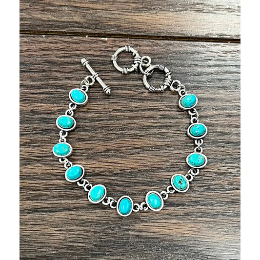 Oval Turquoise Adjustable Bracelet