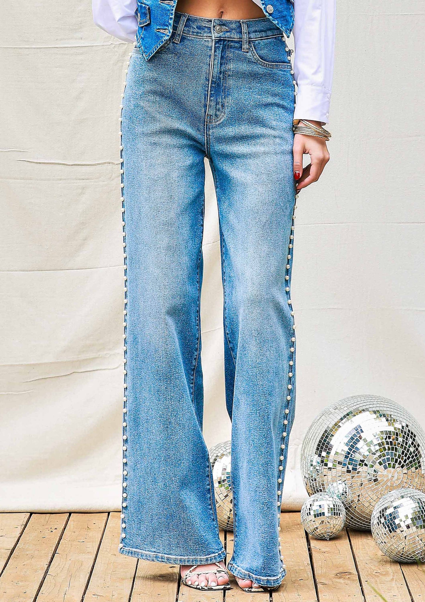 Pearl High-Rise Wide Leg Jeans
