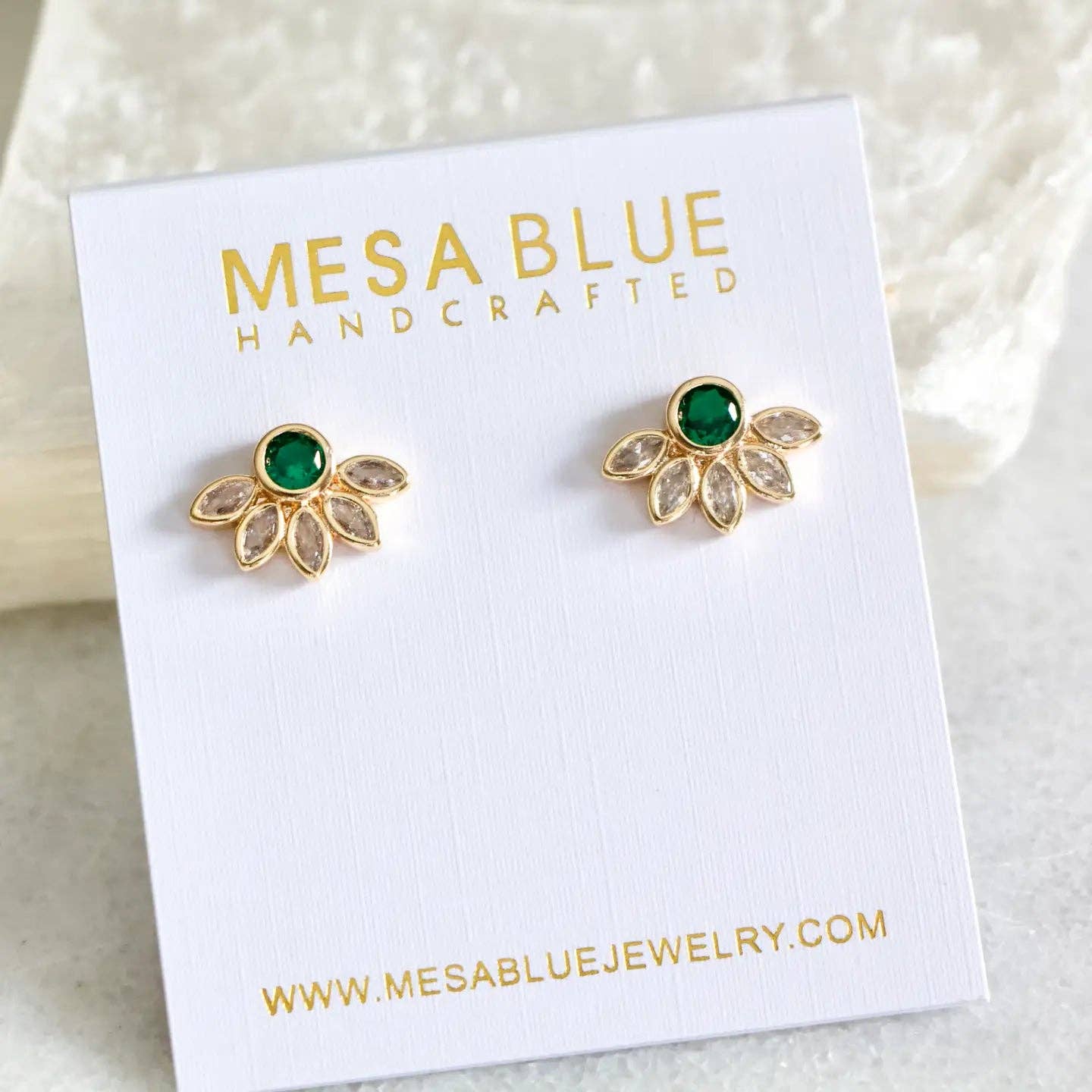 Emerald Green Flower Earrings