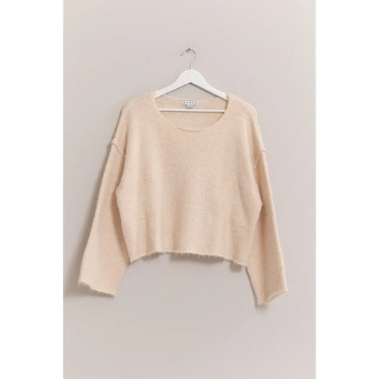 Melange Knit Boat Neck Sweater