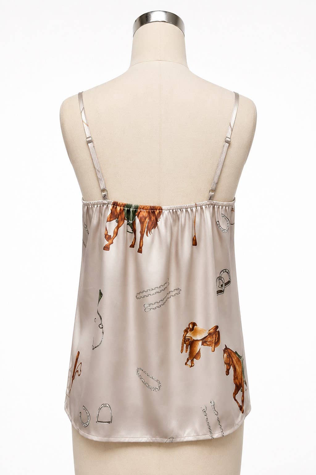 Western Print Lace Trim Cami Top