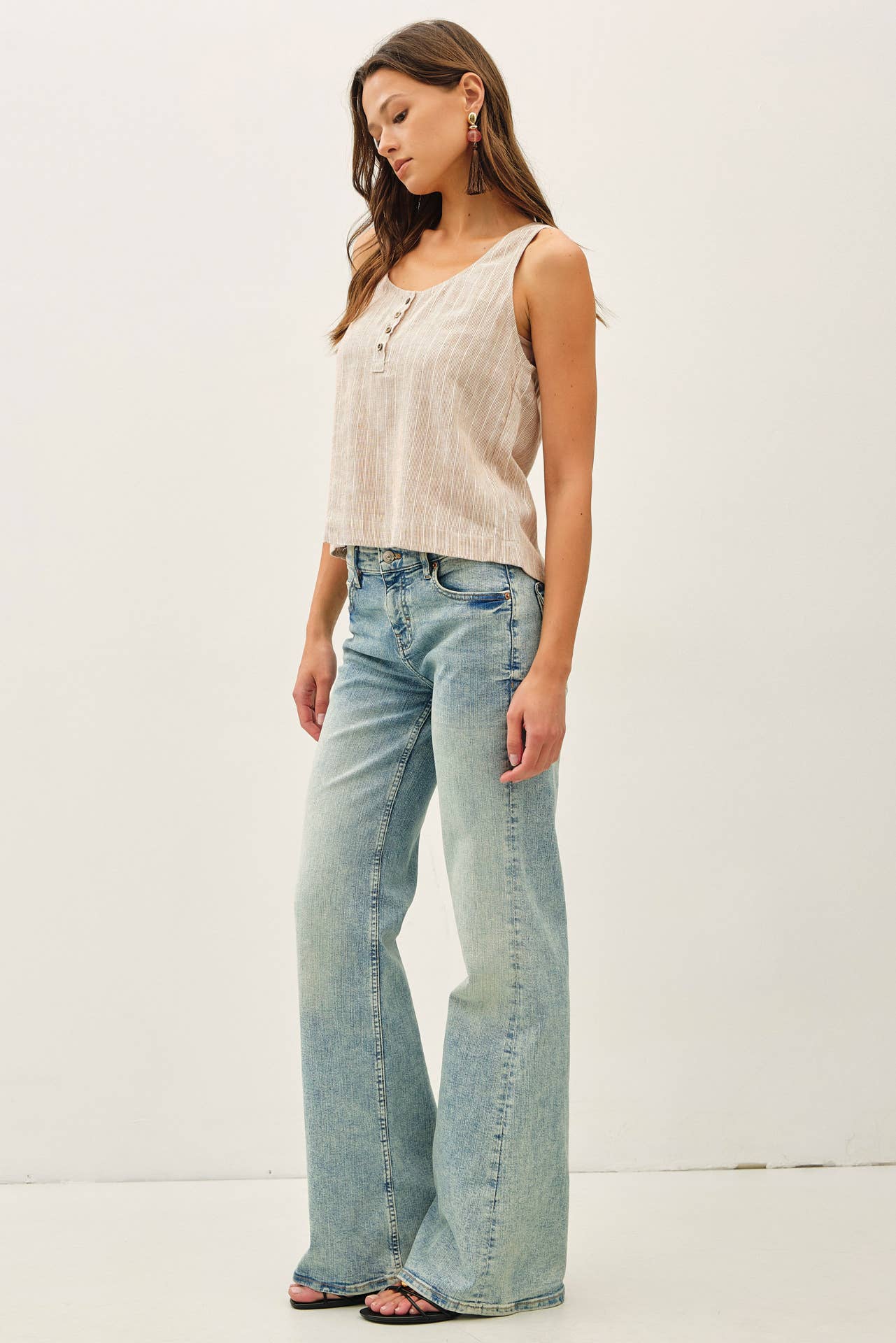 Boxy Cropped Henley Tank