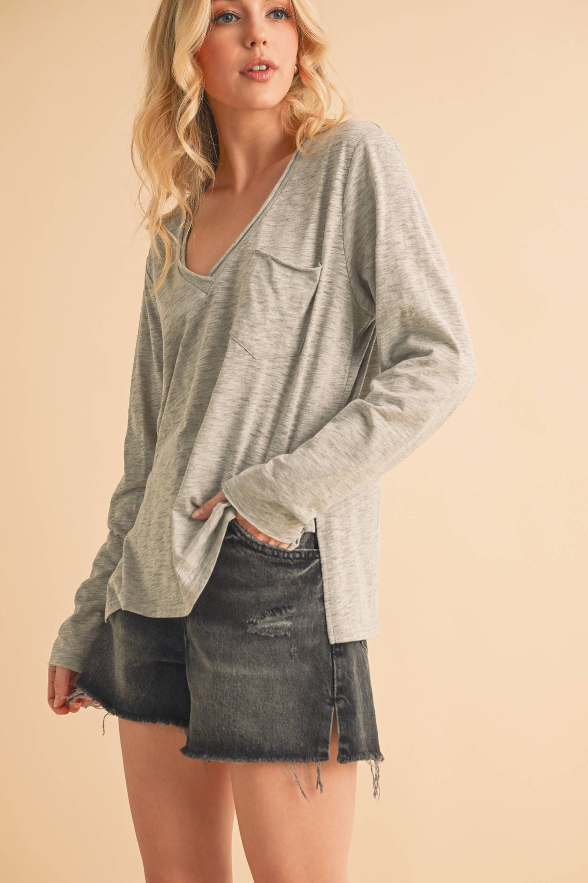 Zoie V-Neck Long Sleeve Top