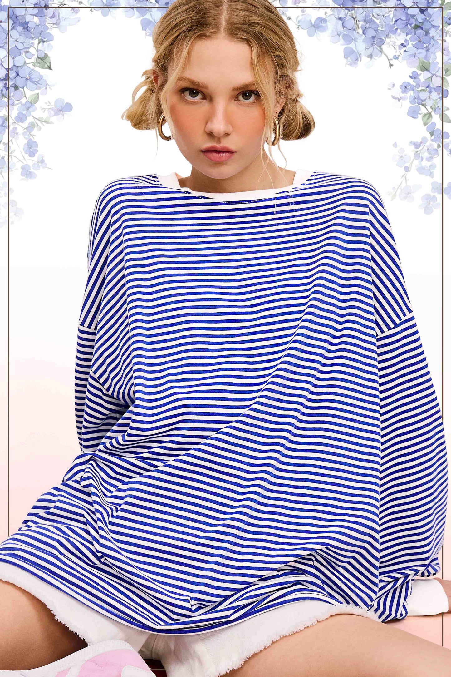 Oversized Striped Long Sleeve Pullover