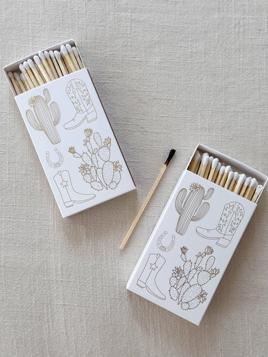 White Oversized Cowboy Boot & Cactus Matches