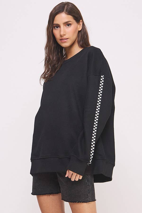Checker Sleeve Crewneck