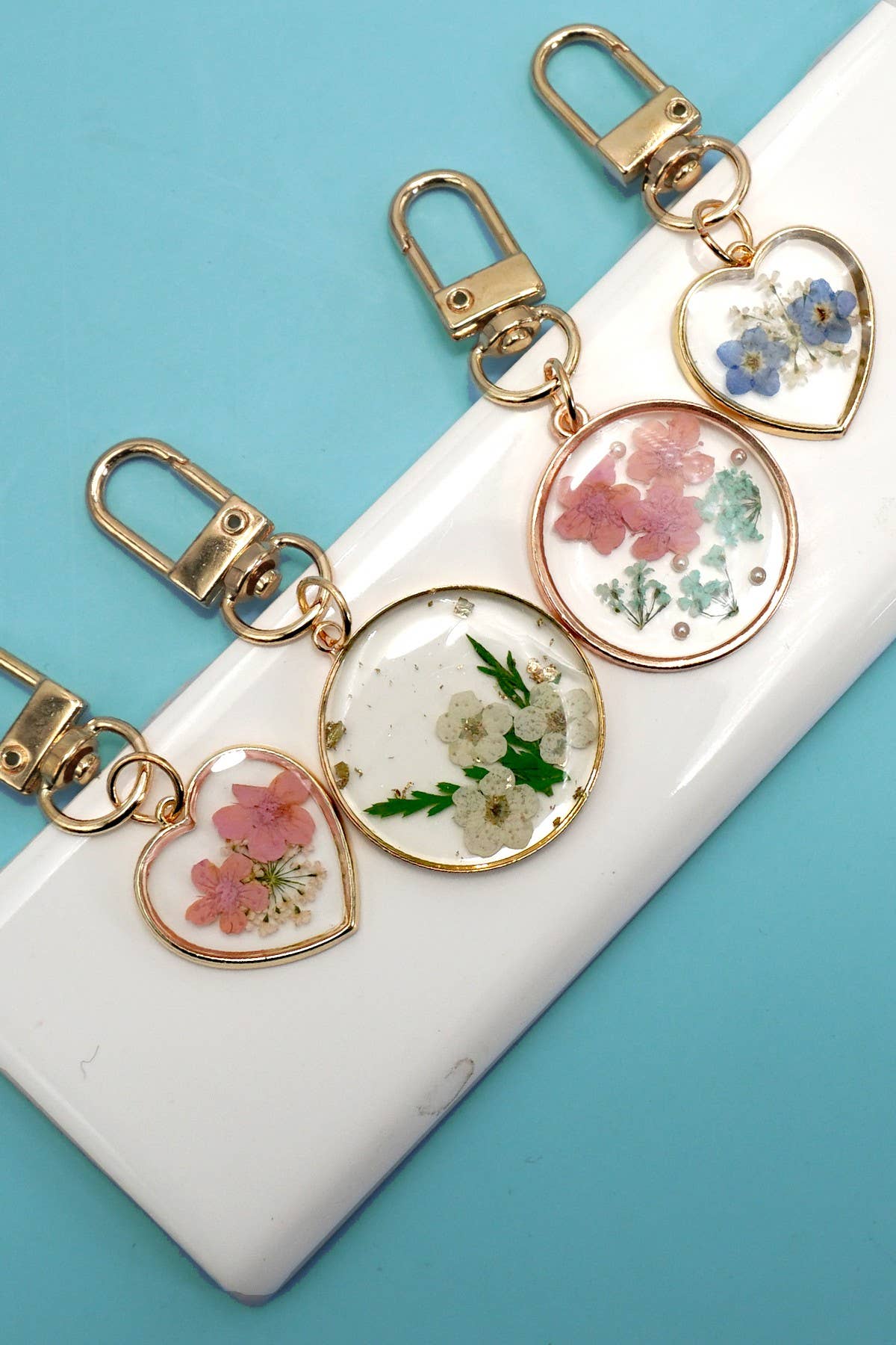 Pressed Dried Flower Bag Charm