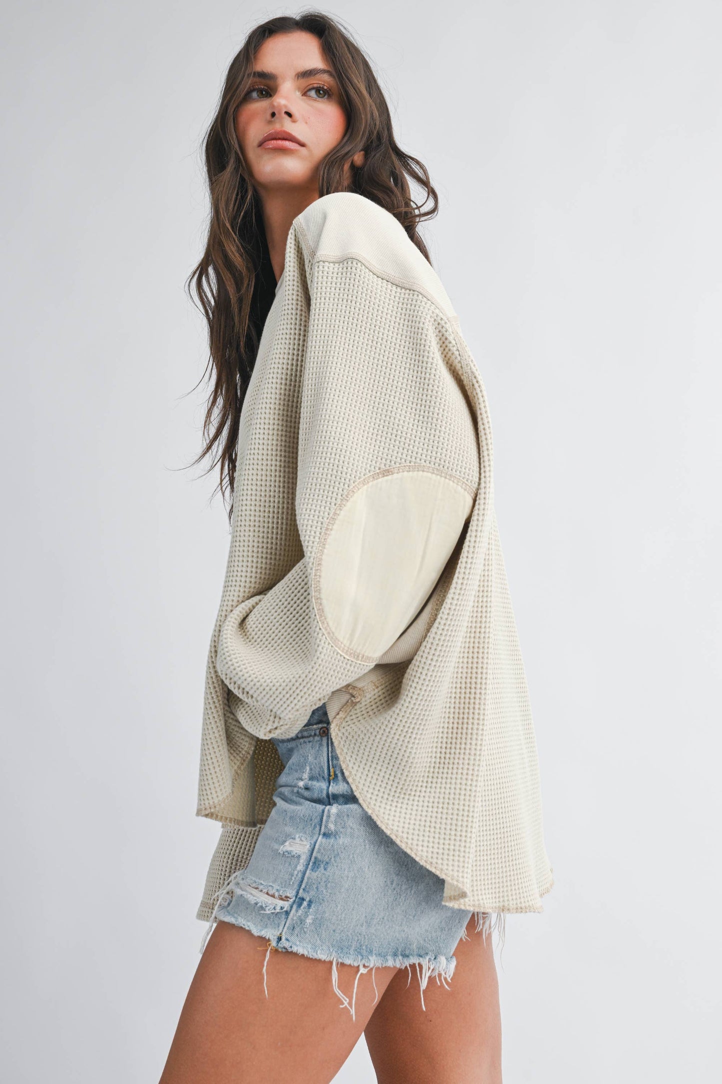 Waffle Knit Long Sleeve Top