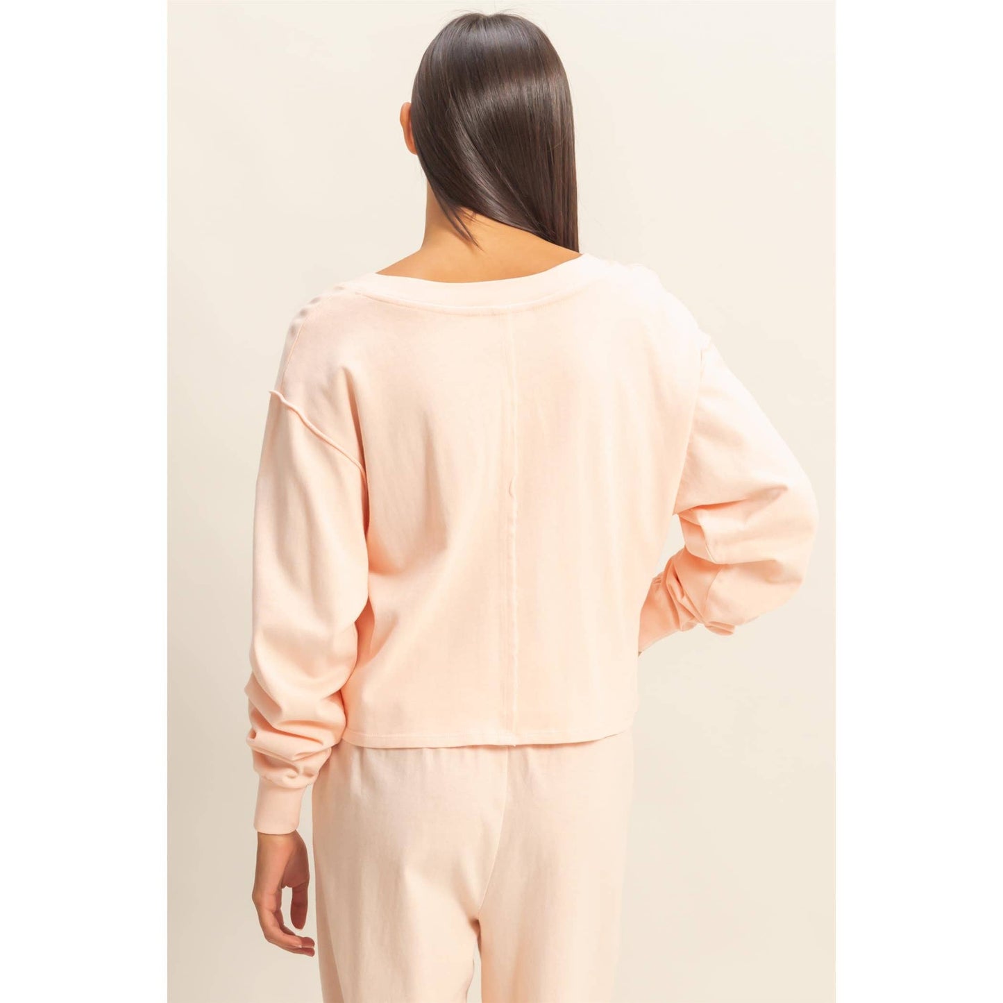 V-Neck Long Sleeve Crop Top