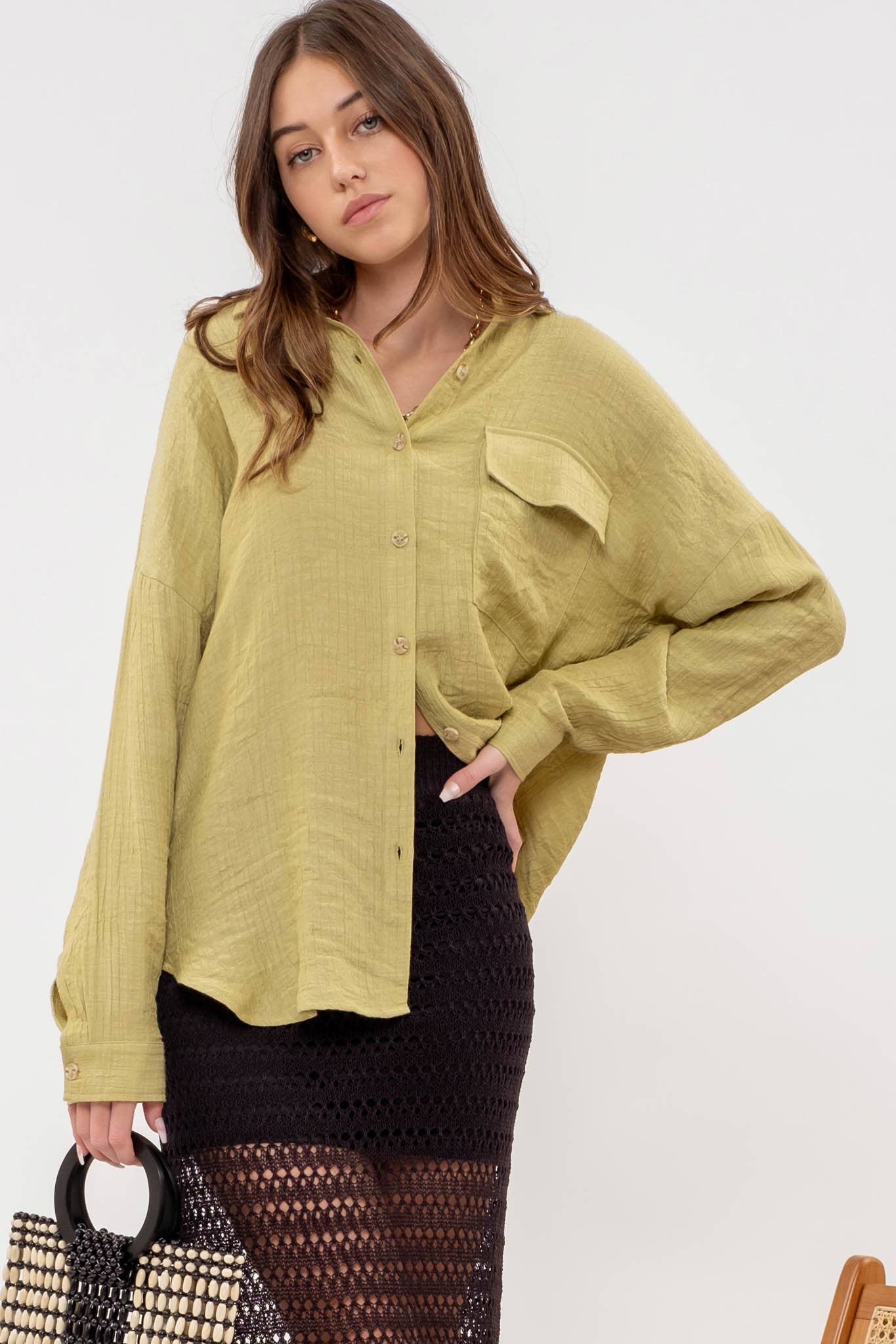 Solid Lightweight Button Down Shirt