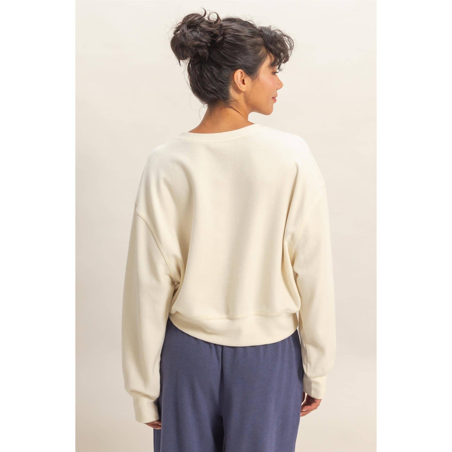 Soft Ribbed Relaxed Fit Sweatshirt