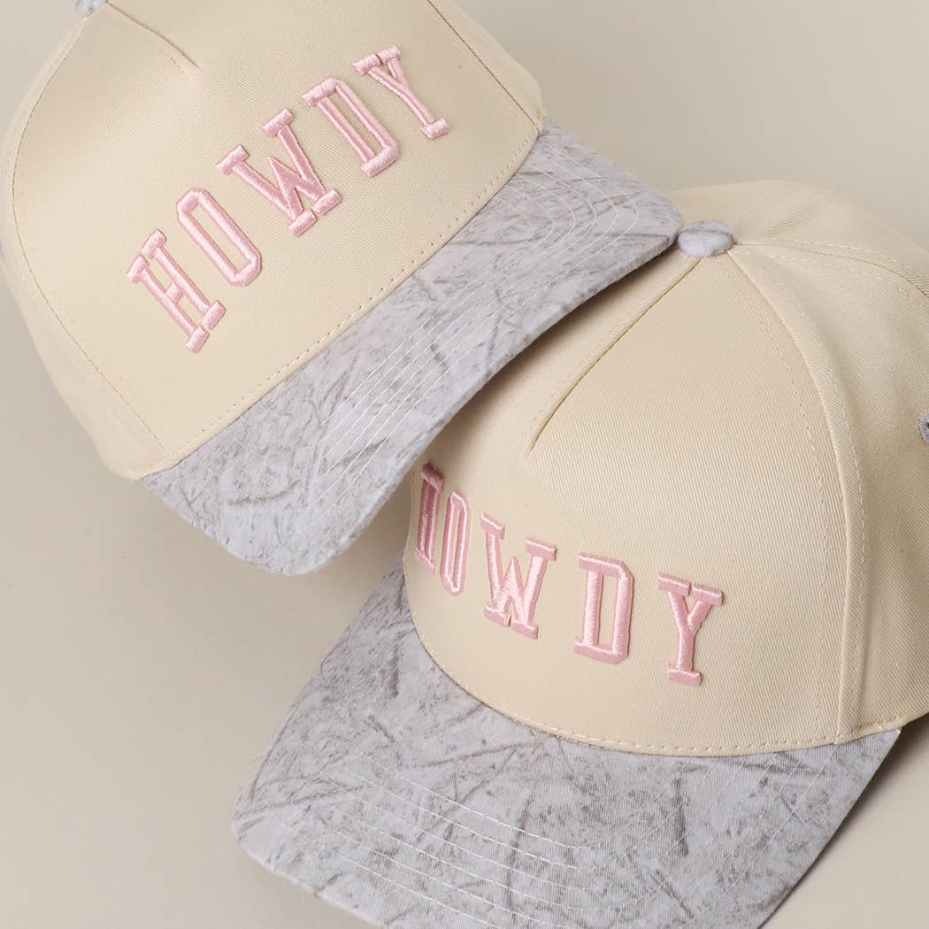 Howdy Embroidered Two-Tone White Camo Trucker Hat