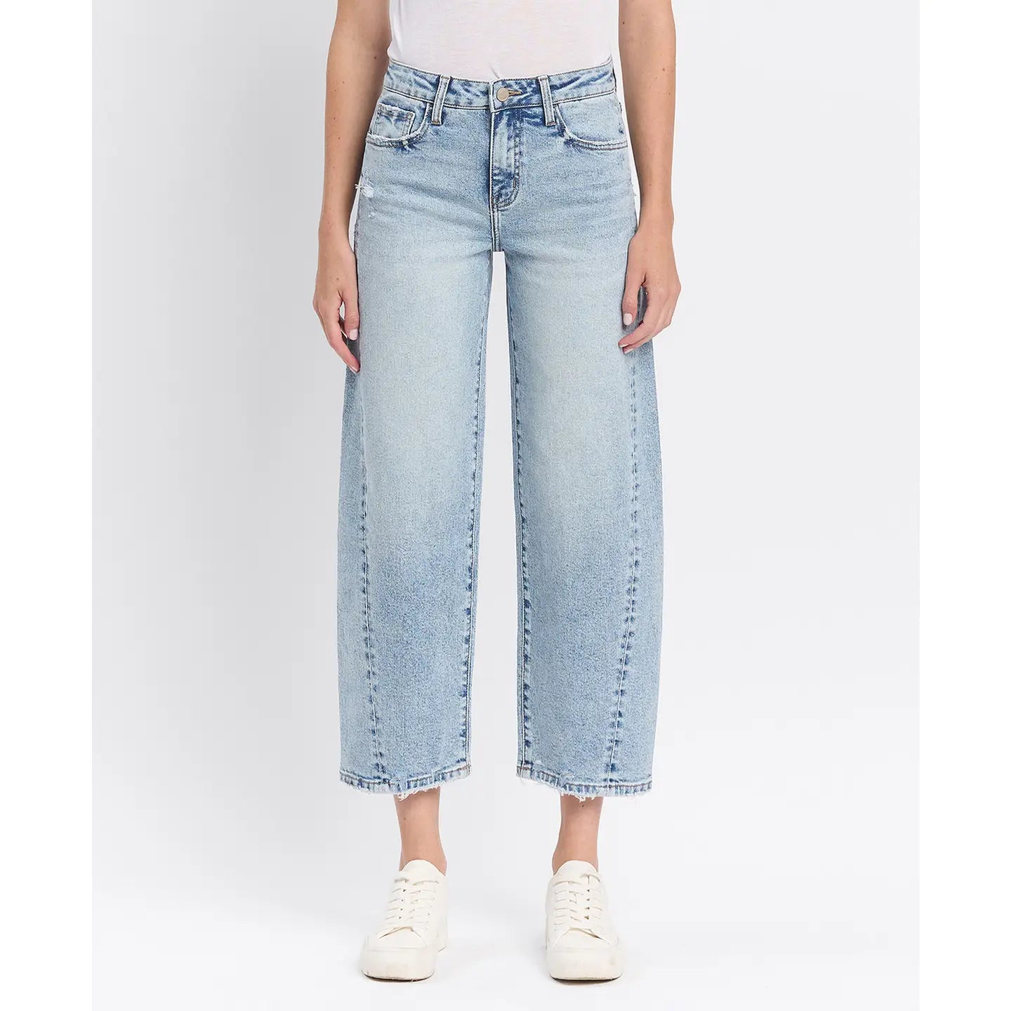 High Rise Twist Barrel Jeans