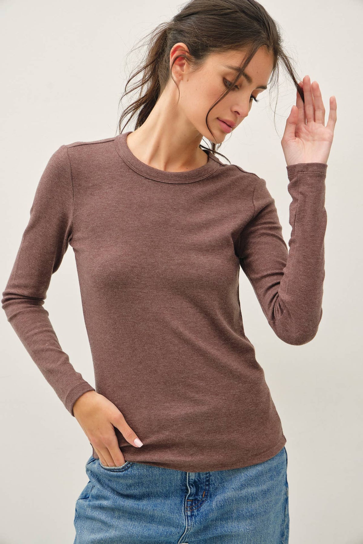 Round Neck Long Sleeve Knit Top