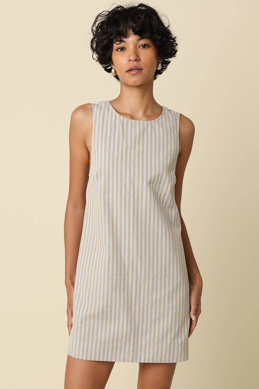 Charis Stripe Open-Back Mini Dress