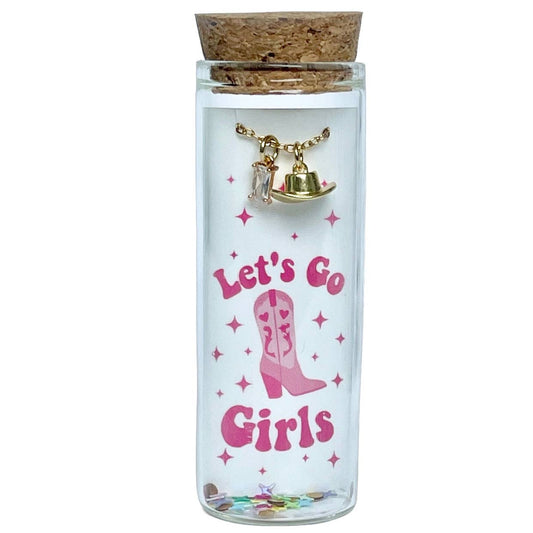 Let’s Go Girls Cowboy Hat + Rhinestone Crystal Necklace