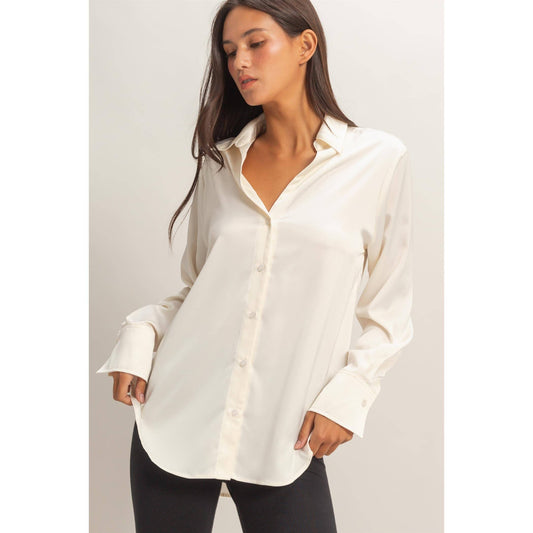 Satin Button-Up Shirt